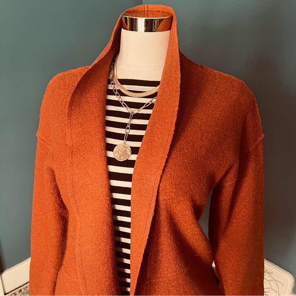 Tahari Burnt Orange Structured Cardigan